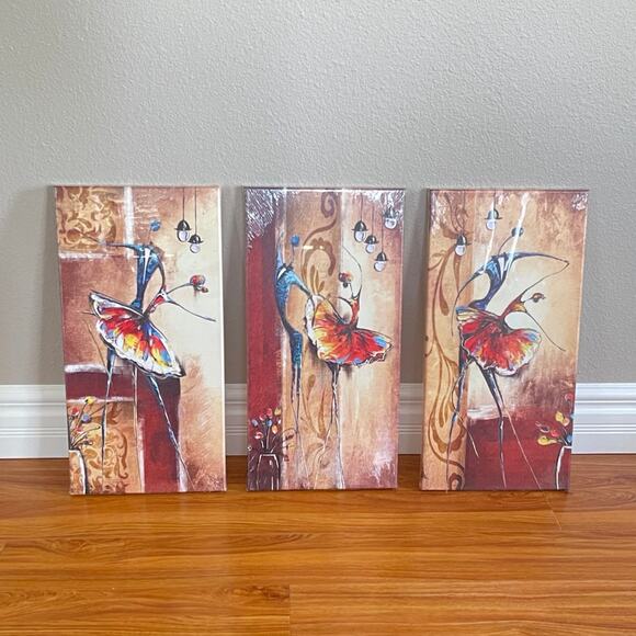3PCS Wall Art, Canvas Painting, Ballet Dancer Painting, Abstract Figure Art, - Picture 1 of 8